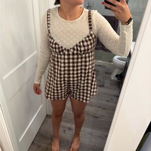 Brown Checkered Romper